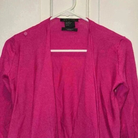 Armani Exchange Woman’s 100% Merino Wool Wrap Sweater Cardigan Pink Sz XS - Picture 9 of 9